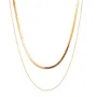 Titanium 17" Yellow Gold 2 Layered Chain Necklace
