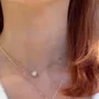 Round Diamond White 925 Sterling Silver Yellow Gold 17" Necklace