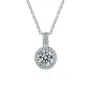Round Diamond White 925 Sterling Silver Halo 16" Necklace