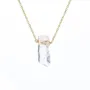Crystal Quartz Yellow Gold 16 Inches Necklace