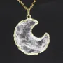 Moon Crystal Quartz Yellow Gold 16 Inches Necklace