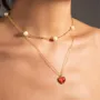 18K Gold Plated Carnelian Heart Necklace