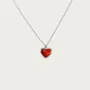 Platinum Plated Carnelian Heart Necklace