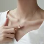 18K Gold Plated White Agate Heart Necklace