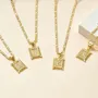 A-Z Initial Letter 18K Gold Plated 20 Inches Figaro Chain Pendant Necklace