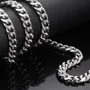 7mm Silver Color Necklace Stainless Steel Cuban Link Chain