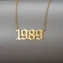 20inch/50mm Birth Year Number 14K Gold Plated Charm Necklace