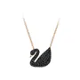 Rose Gold Fancy Black Swan Necklace in Sterling Silver