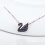 Rose Gold Fancy Black Swan Necklace in Sterling Silver