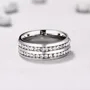 Diamond White Round Cut Titanium Steel Men's Ring