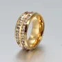 Diamond White Round Cut Yellow Gold Titanium Men's Band