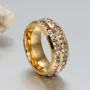 Diamond White Round Cut Yellow Gold Titanium Men's Band