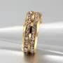 Diamond White Round Cut Yellow Gold Titanium Men's Band